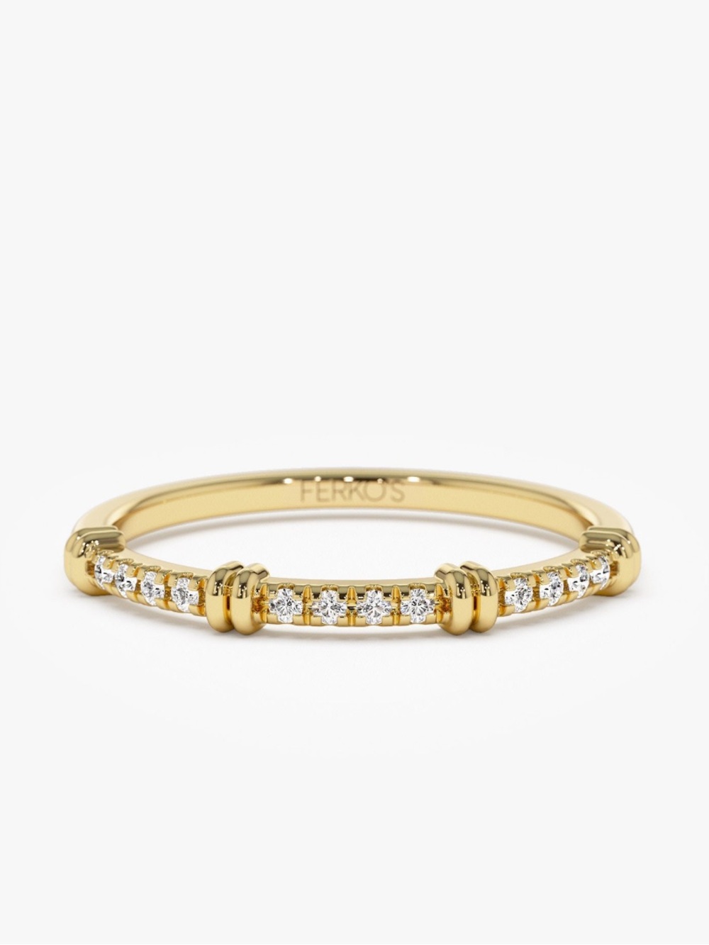 Solid gold and diamond stacking ring